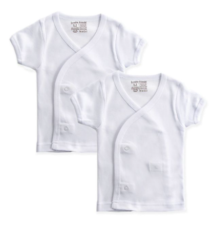 2-Pack Short Sleeve Side Snap Shirts - White
