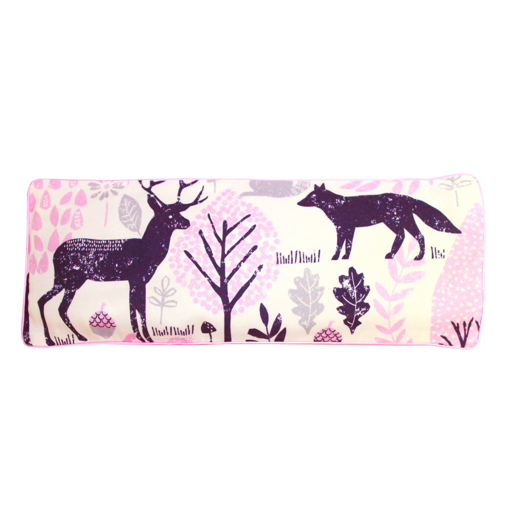 Woodland Animals Snuggy Beansprout Husk Pillow - Pink (Organic Cotton)